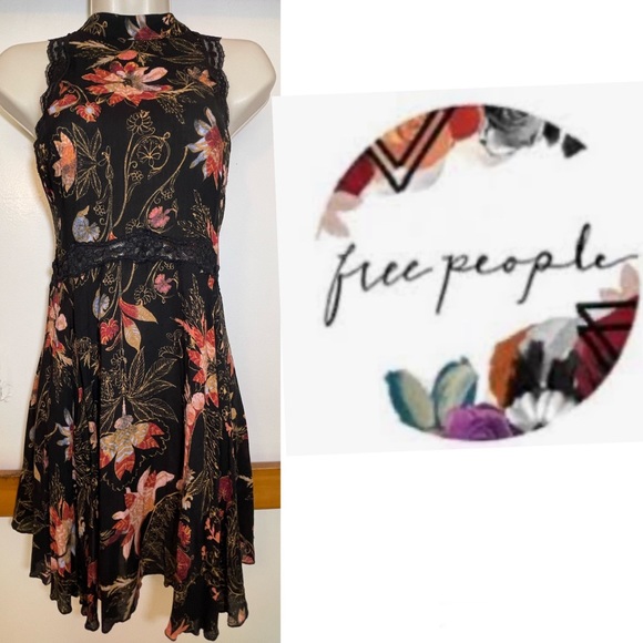 Free People Floral “She Moves” High Neck Slip Dress (xs) - Picture 13 of 16